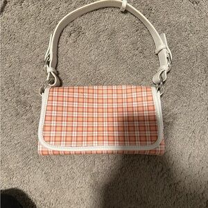 Polo by Ralph Lauren Orange and Cream Plaid Shoulder Bag